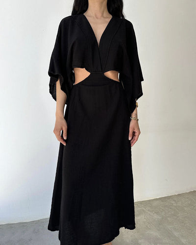 Maddie - Casual Linen V-Neck Maxi Dress