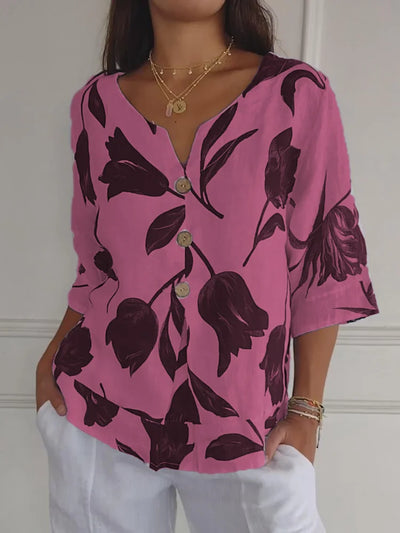 Cara | Floral Button-up Blouse