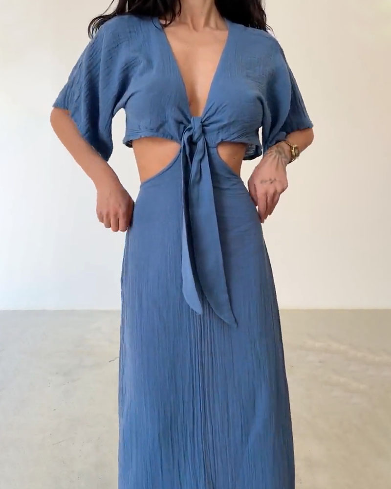 Wency - Stunning Front Lace Up Maxi Dress