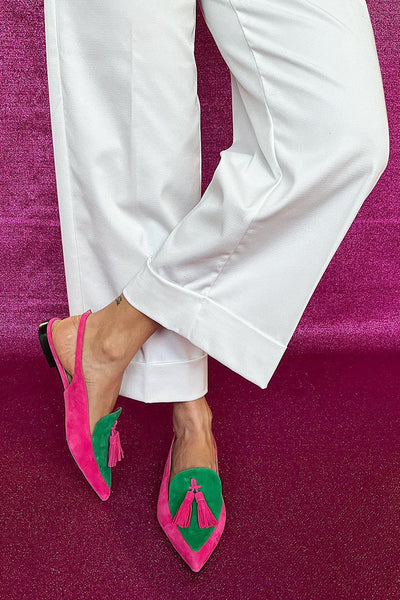 Rosaa™ – Colourful Ballet Flats with Fringes and Decorative Ankle Strap