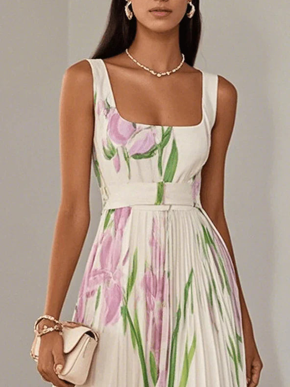 Clementine - Long pleated floral dress