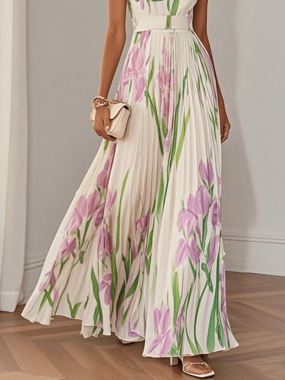 Clementine - Long pleated floral dress