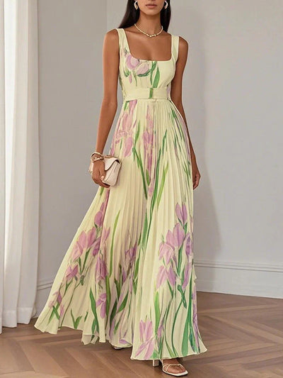Clementine - Long pleated floral dress