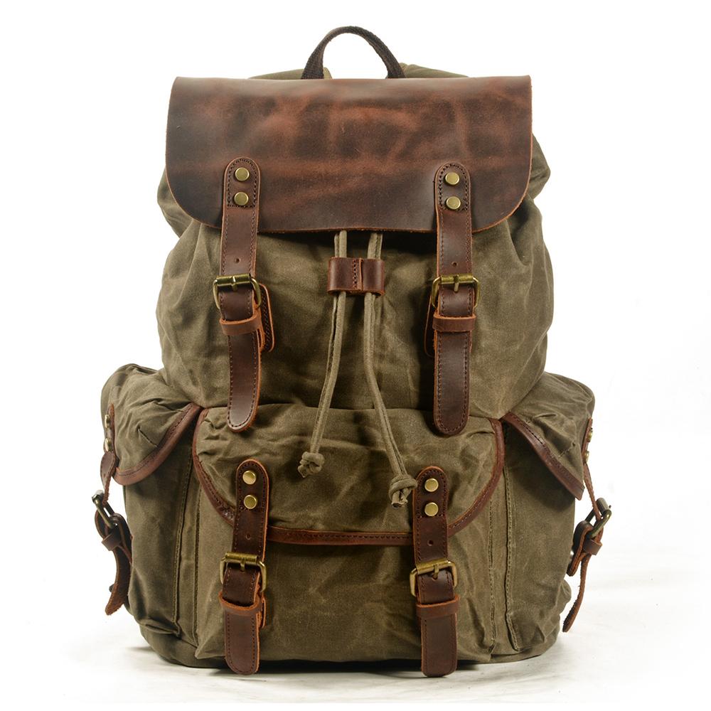 Salzburg - Linen and leather backpack