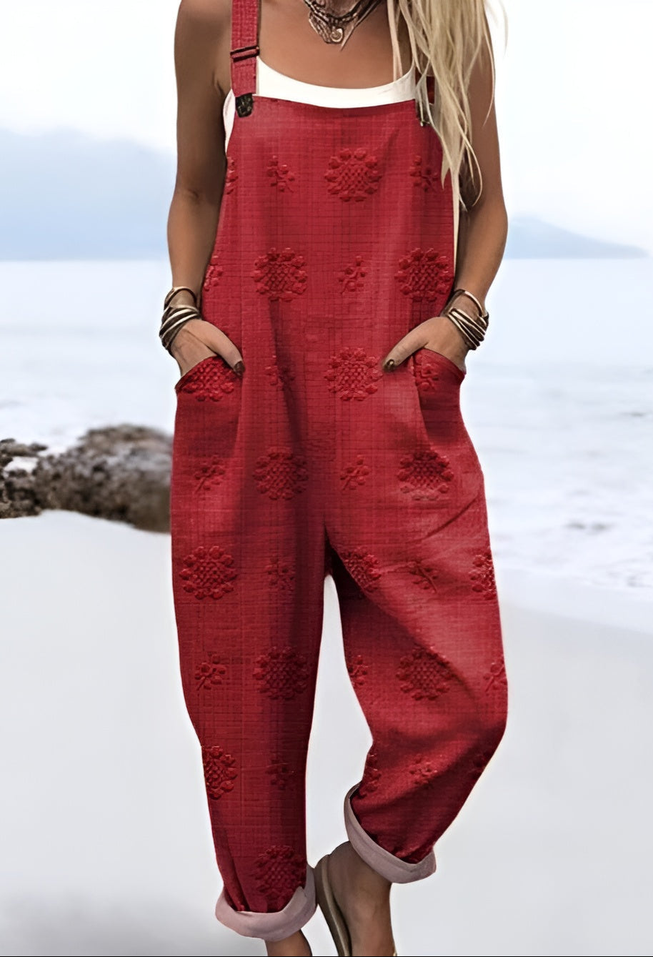 Ida – Rosewood-Embossed Dungarees