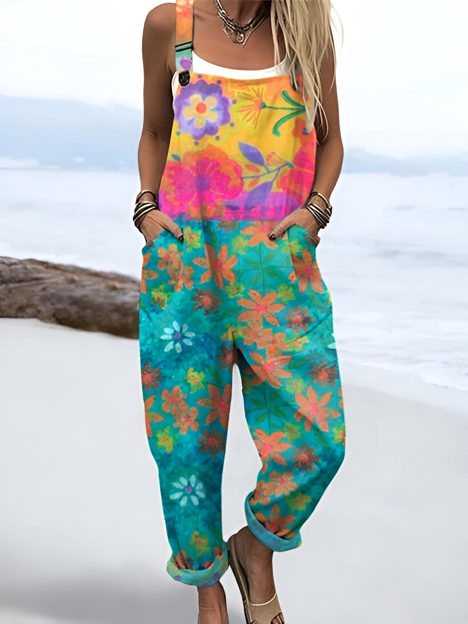 Liv – Watercolour Bloom Dungarees