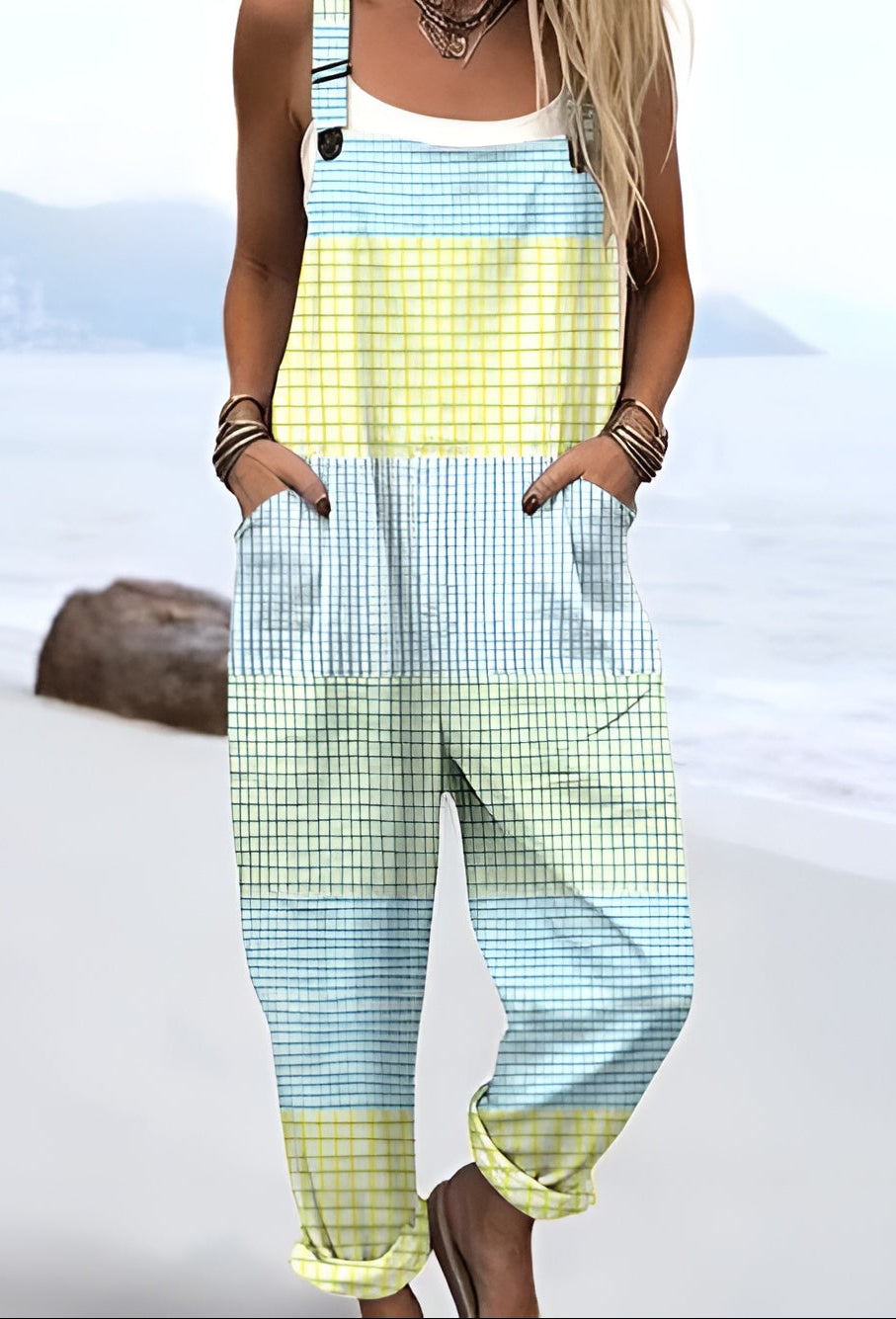 Tilde – Pastel Grid Dungarees