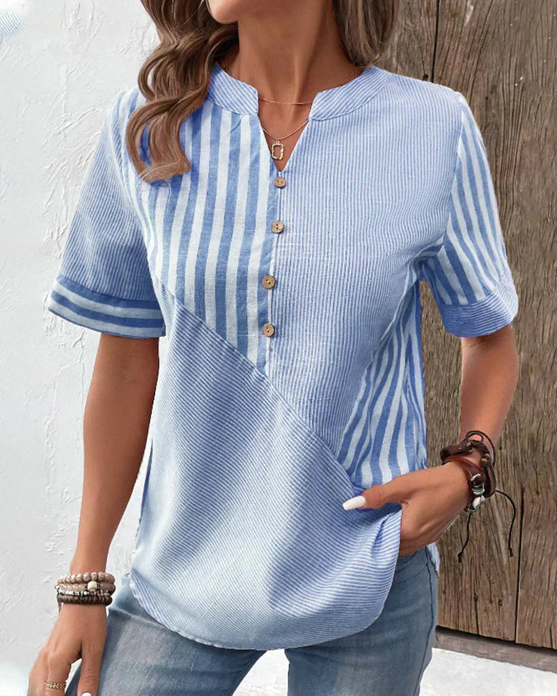 Nora | Striped Button-Down Top