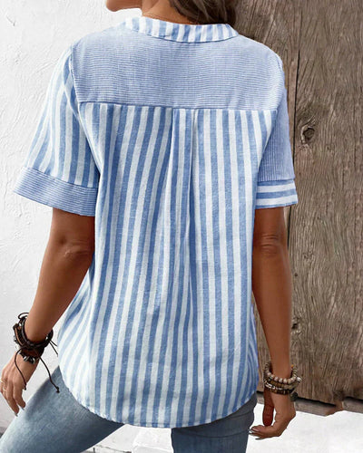 Nora | Striped Button-Down Top