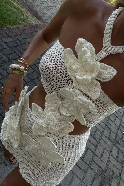 Miranda | Floral Halter Knit Mini Dress