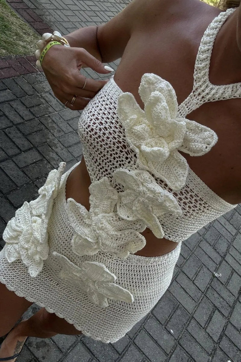 Miranda | Floral Halter Knit Mini Dress