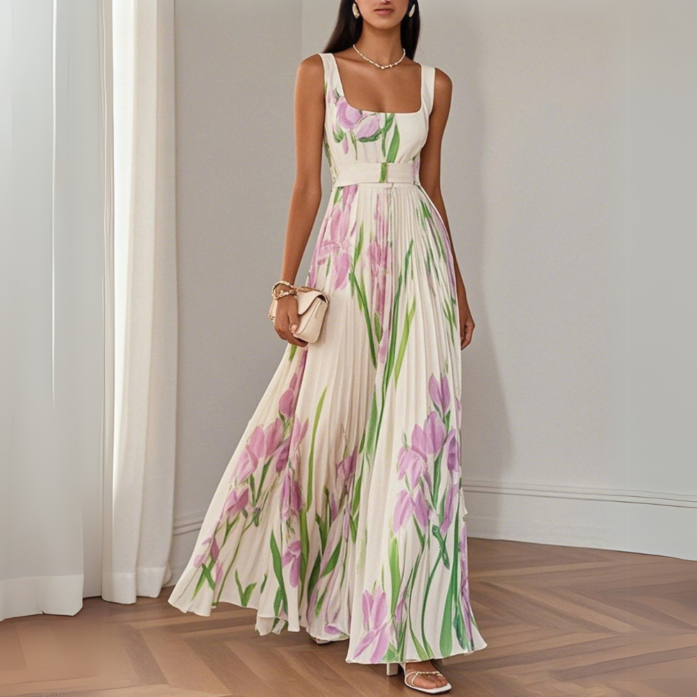 Clementine - Long pleated floral dress