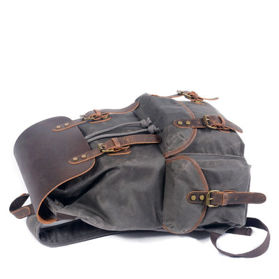 Salzburg - Linen and leather backpack