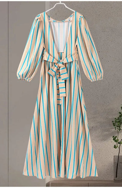 Diana - Elegant Stripped Backless Maxi Dress
