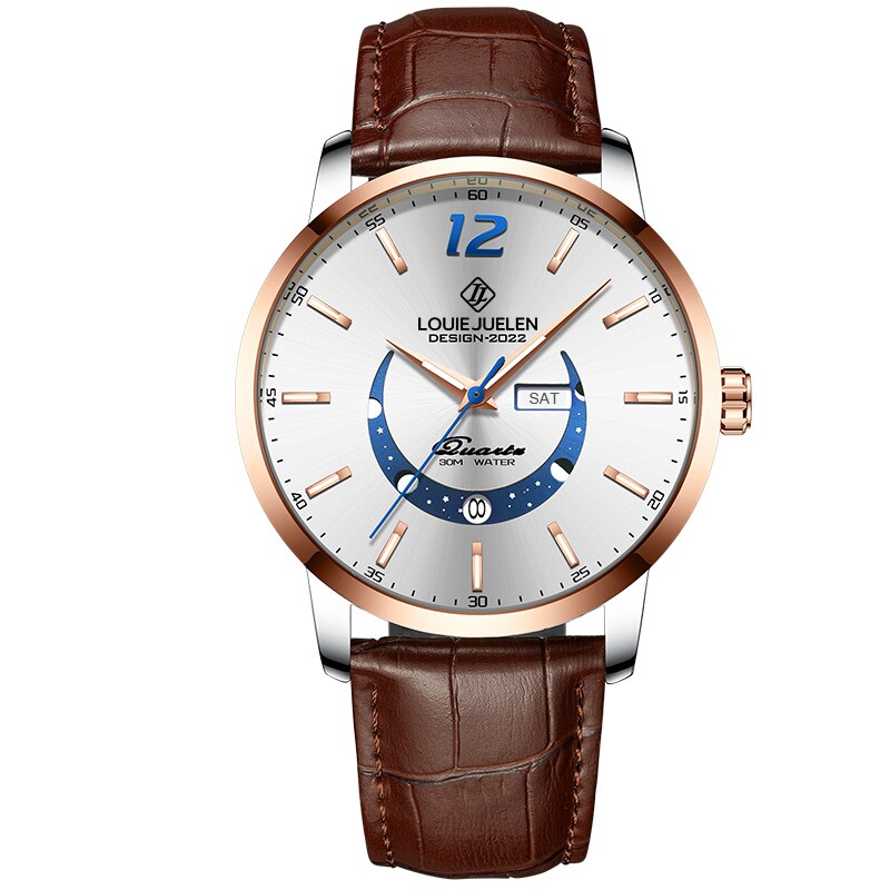 Elegant Luminous Watch with Moon Phase