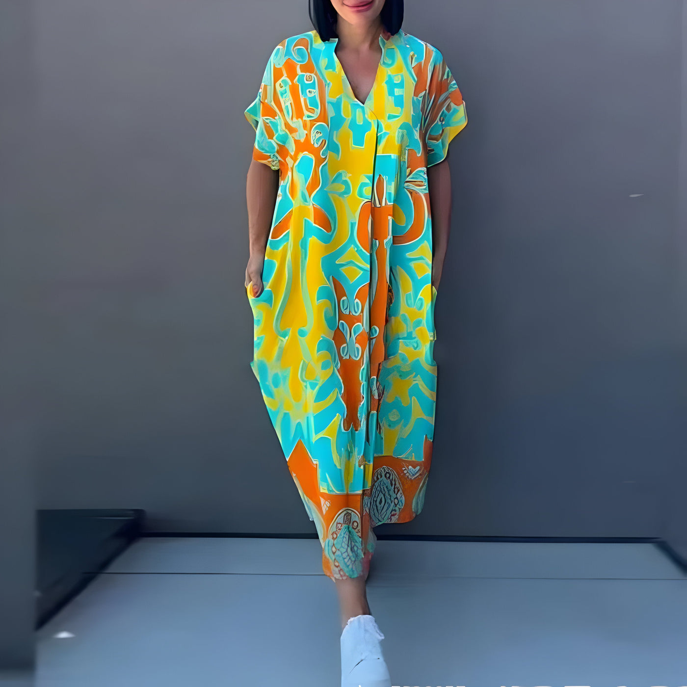 Helena™ - Maxi Dress with Colorful Print