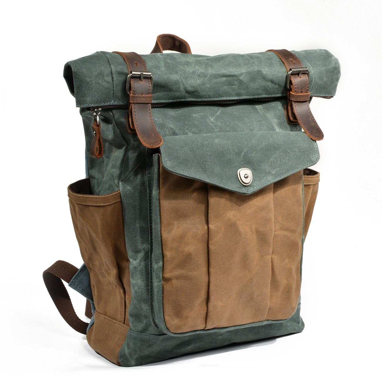 Marseille - Roll-top backpack made from wax-coated canvas