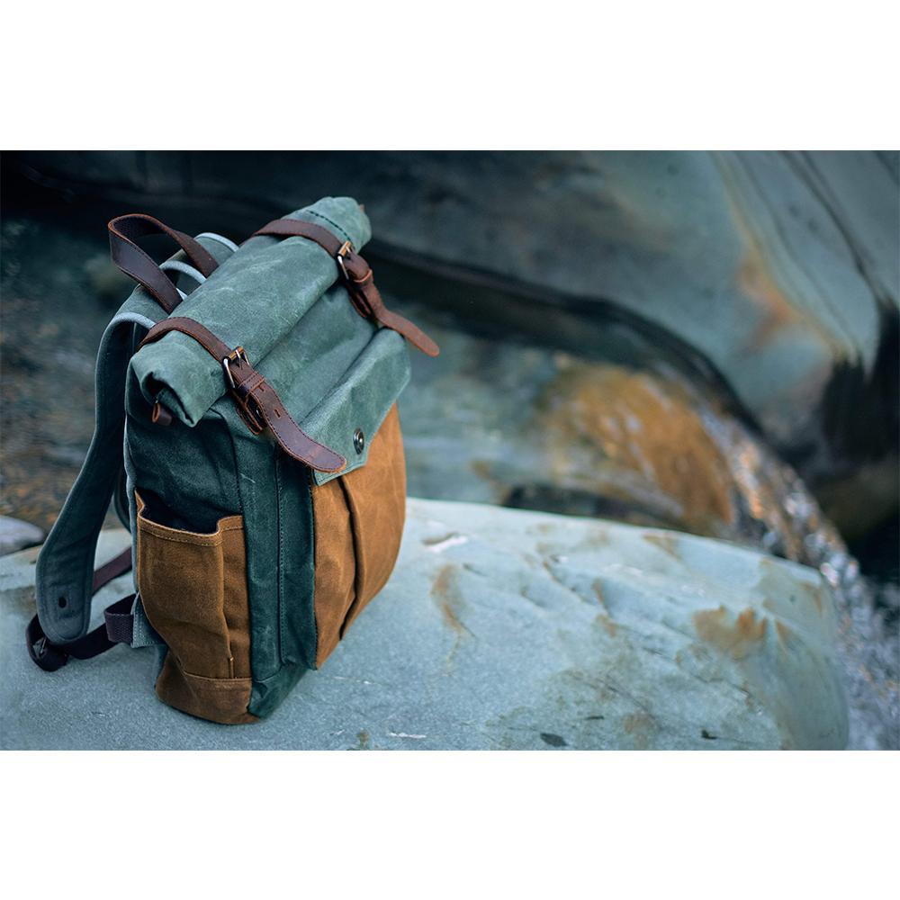 Marseille - Roll-top backpack made from wax-coated canvas