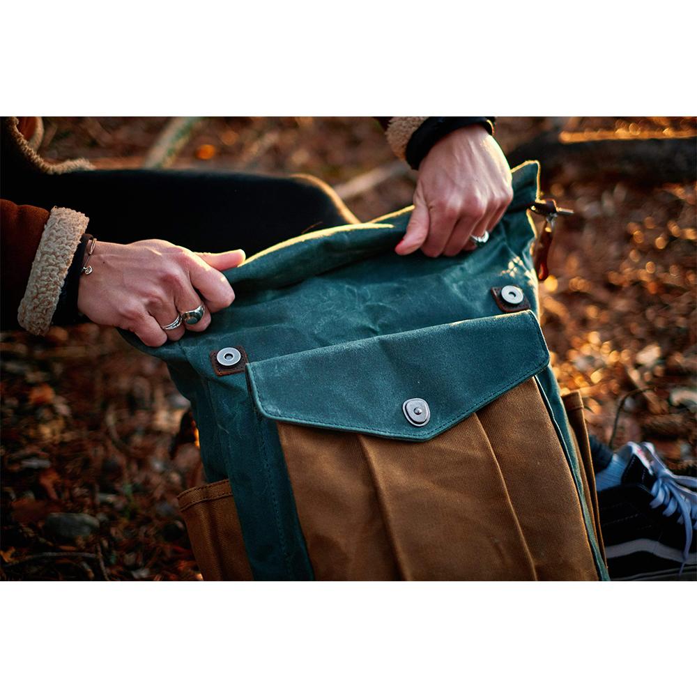 Marseille - Roll-top backpack made from wax-coated canvas