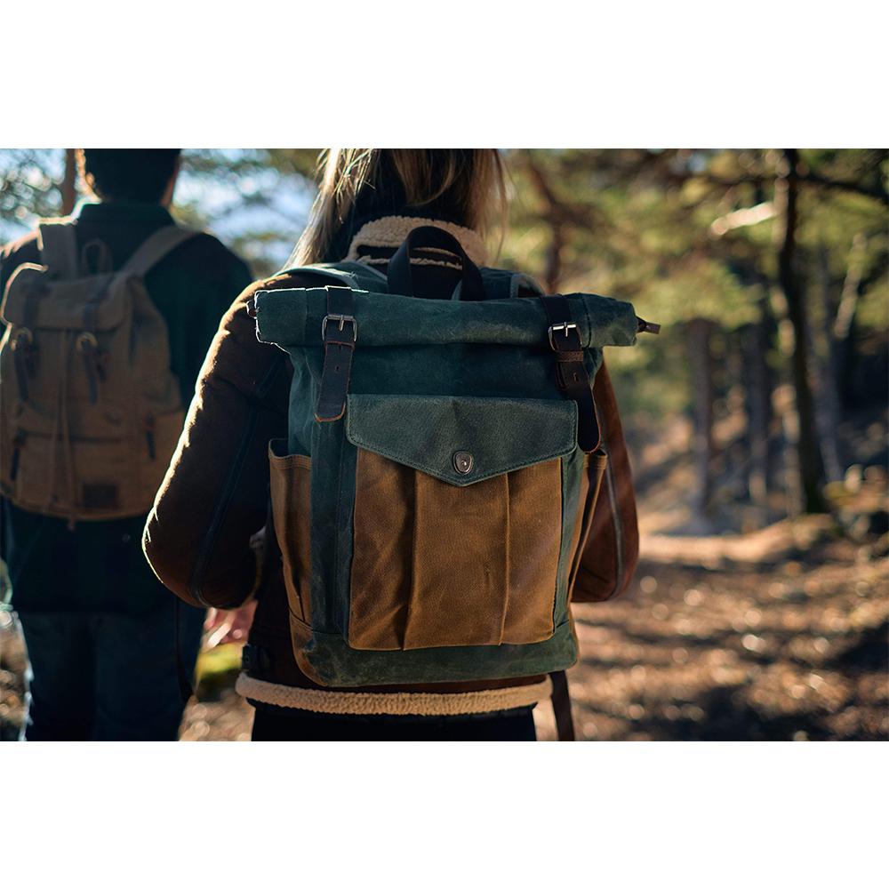 Marseille - Roll-top backpack made from wax-coated canvas